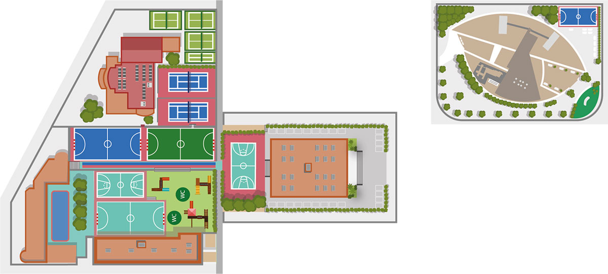 Mapa edificios-A-B-C- Complejo Deportivo Preuniversitario